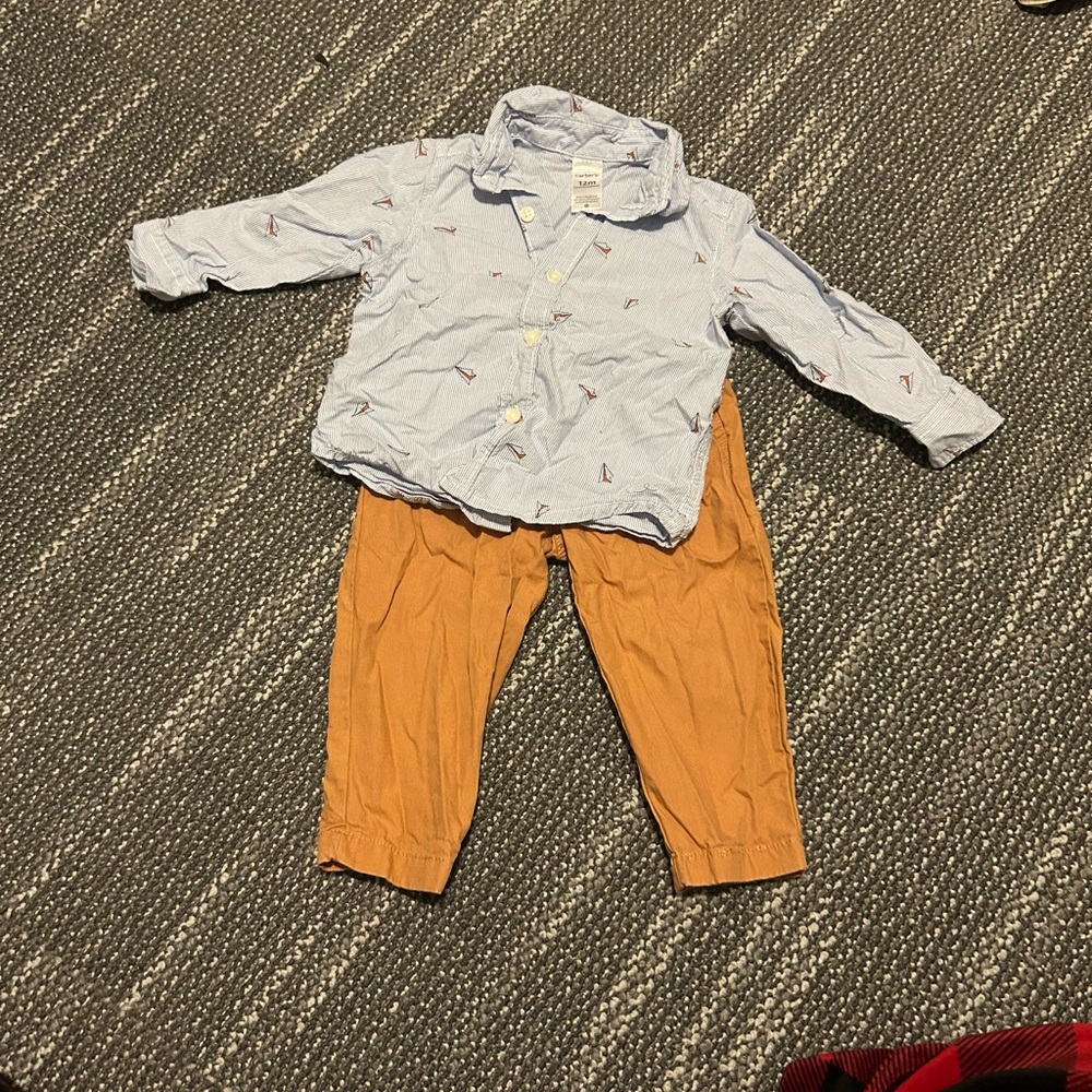 Carter's Blue Striped Shirt with Sailboat Print